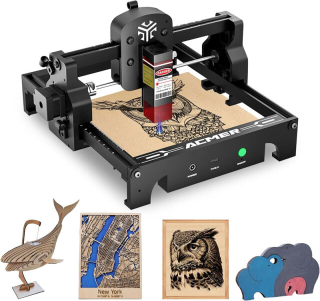 ACMER S1 レーザー彫刻機 DIY 初心者 0.01mm 高精度 ミニ 彫刻機