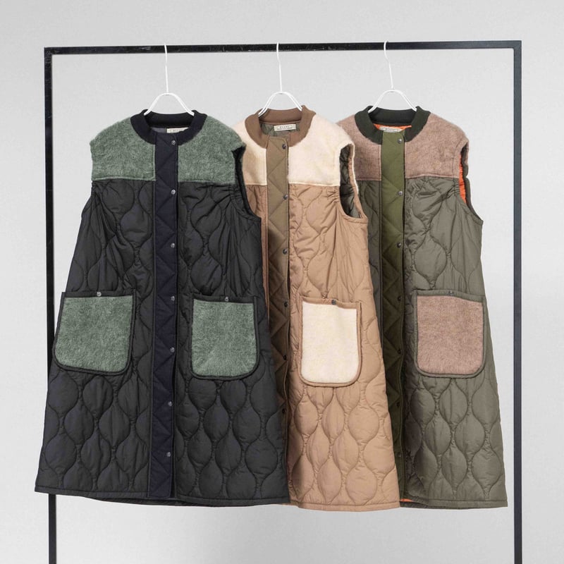 KNIT×キルティング ロングベスト 【BB55-714】 | BLANC basque