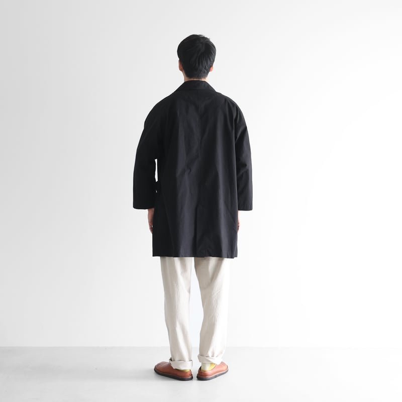 バフクロスステンカラーコート （ブラック）【ユニセックス】IH316