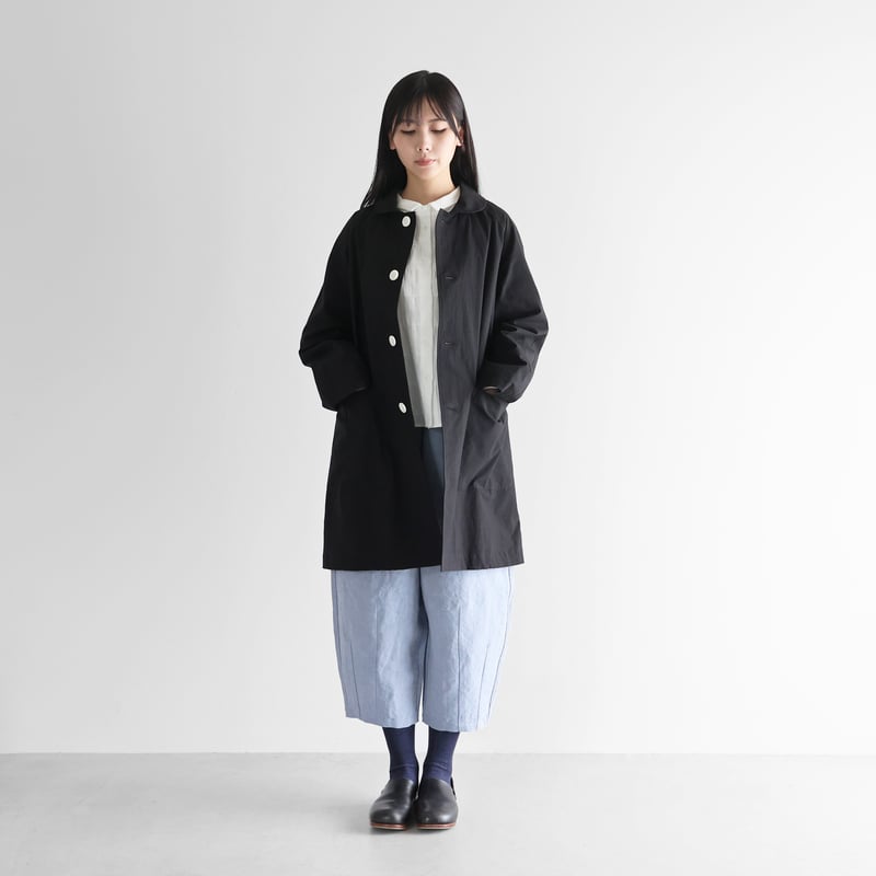 バフクロスステンカラーコート （ブラック）【ユニセックス】IH316