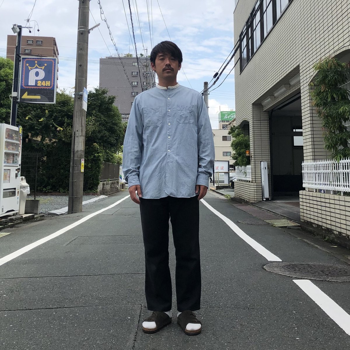 RRL〟 RALPH LAUREN バンドカラーシャツ M | CUSTOM FEVER