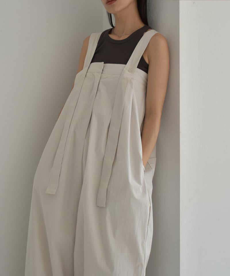 onepiece-12014 コットンナイロン 裾絞りワイドサロペット グレージュ