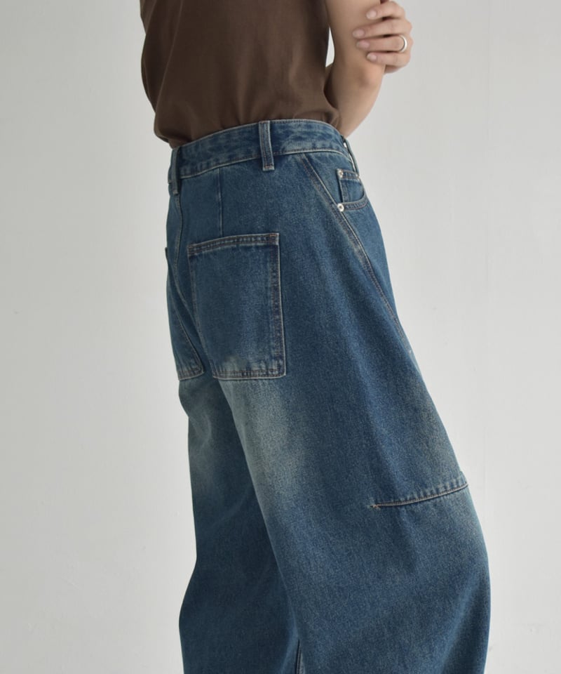 bottoms-02283 カーブデニム パンツ インディゴブルー | L a v i s h