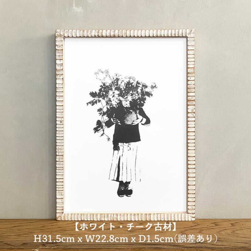 モノクロアート Monogirl」A4 モノトーン ポスター & 木製