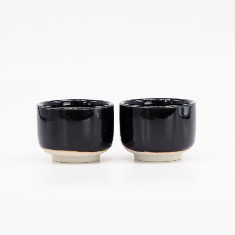 H010sg】Heuge Sake Cups set 2 setoguro（ぐい呑み2個セッ