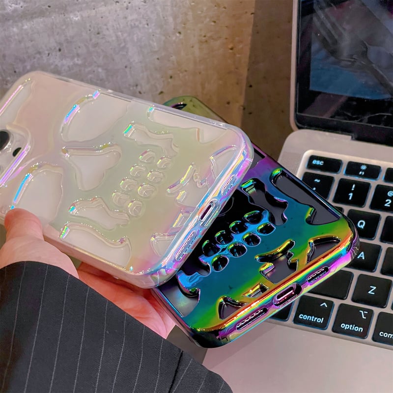 ドクロ iphone16/15/14/13proケース 放熱しやすい アイフォン12/11カバ