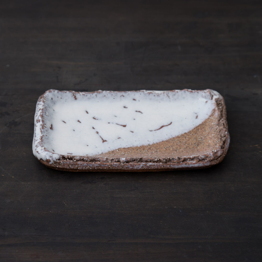 陶器 萩焼 輪花 登り窯焼成 鬼萩銘々皿 五枚揃(木箱入） 小久保凌雲 作