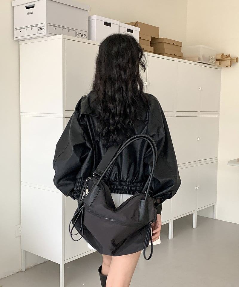 予約販売】大容量ジップデザインショルダーバッグ クロスベルト付