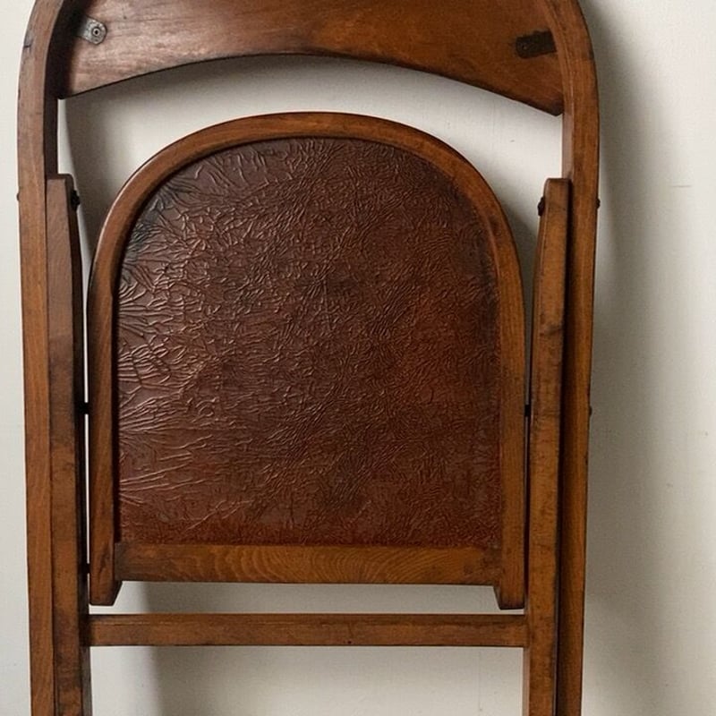 B ヴィンテージ 木製 折り畳み椅子 フォールディングチェア 昭和期