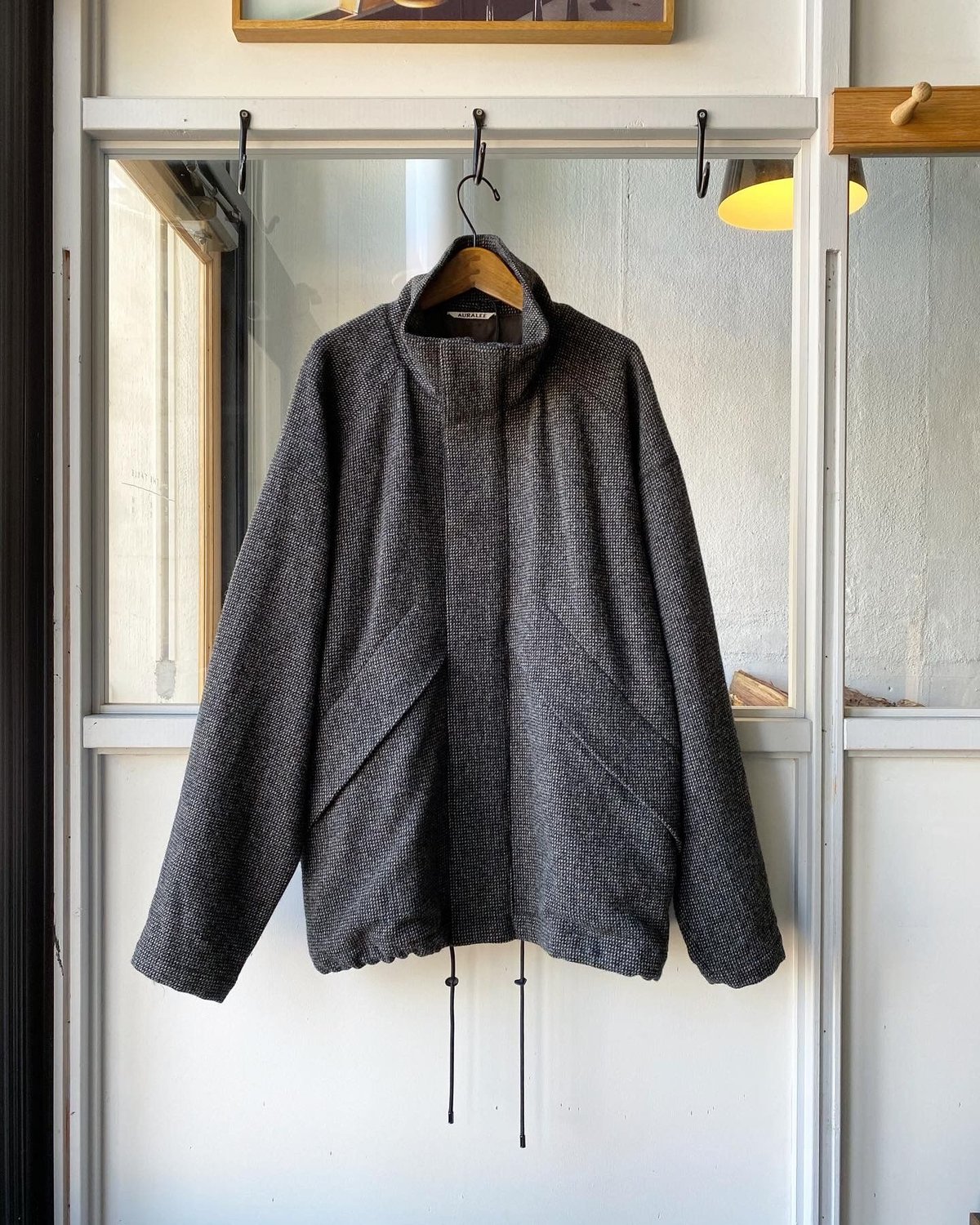 AURALEE WOOL HAIRLINE LIGHT TWEED ZIP BLOUSON