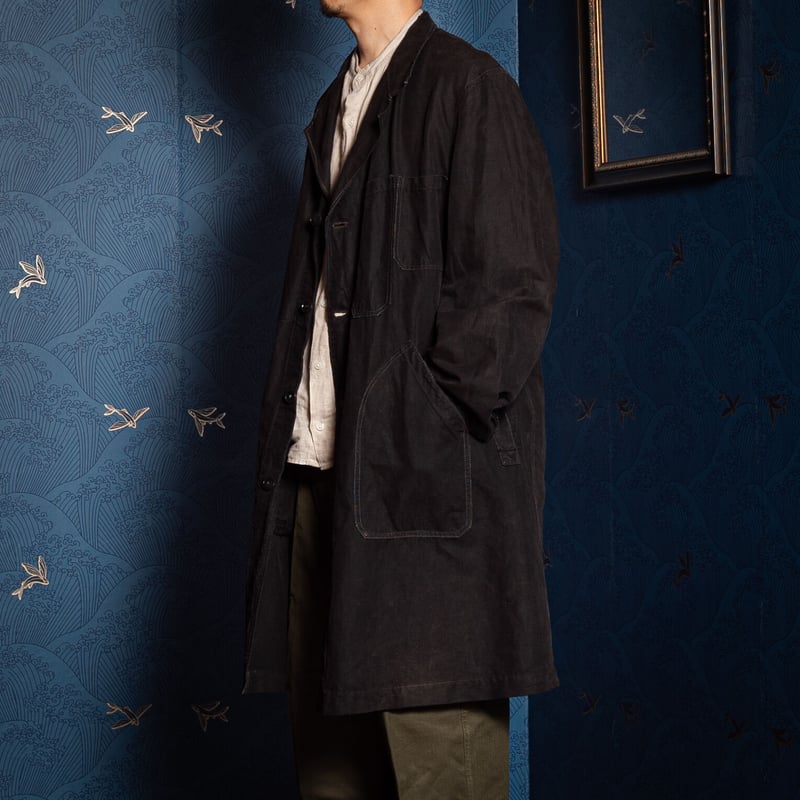 40-50s France Vintage VETRA Black Cotton Linen