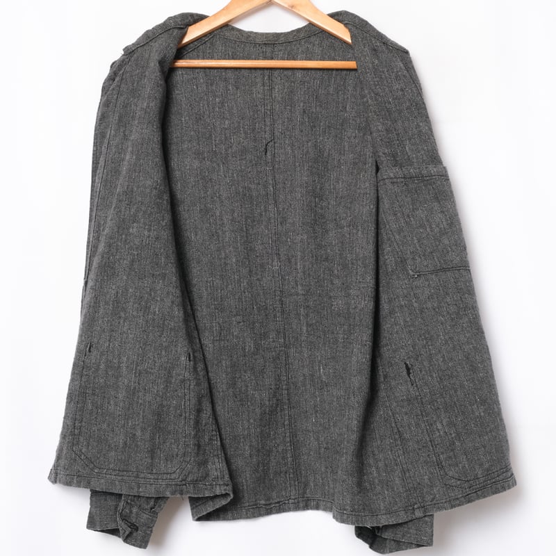 30-40s France Vintage Black Chambray Work Jacke