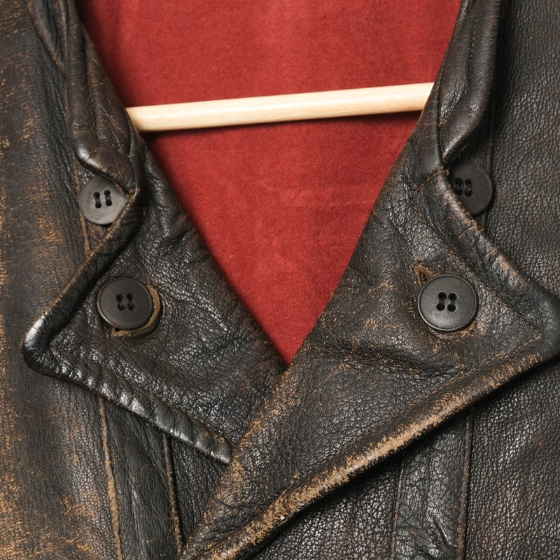 40s Sweden Vintage Double Breasted Leather Jac