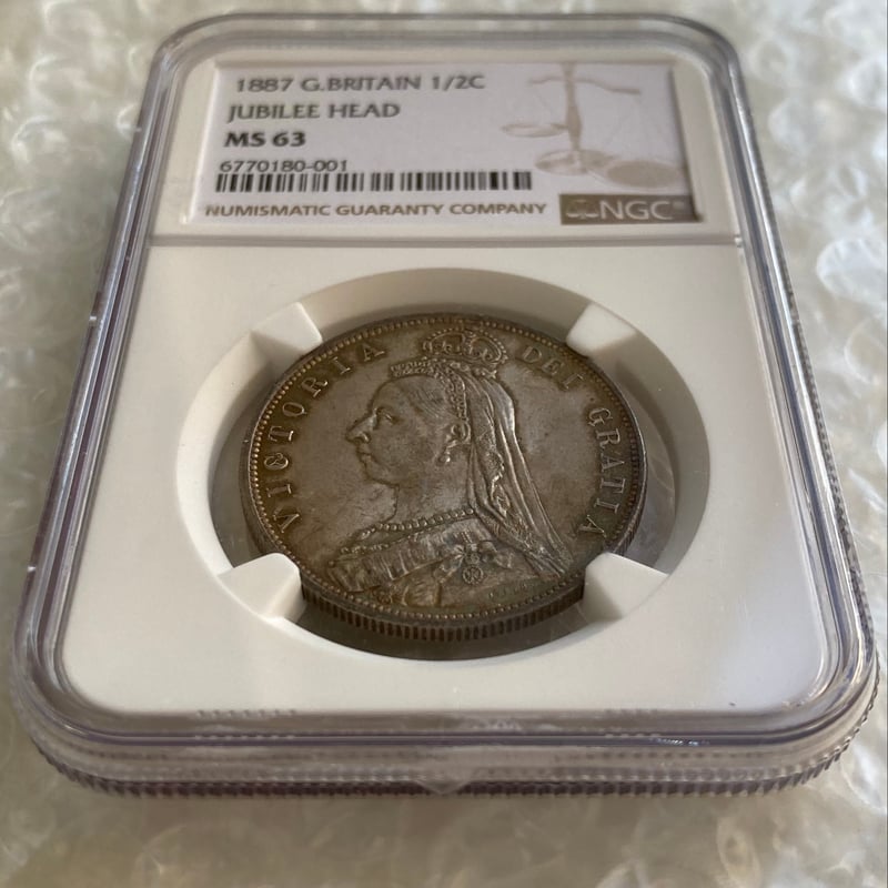 NGC鑑定MS63 1887年 ハーフクラウン銀貨 ヴィクトリア女王 ジュビリー