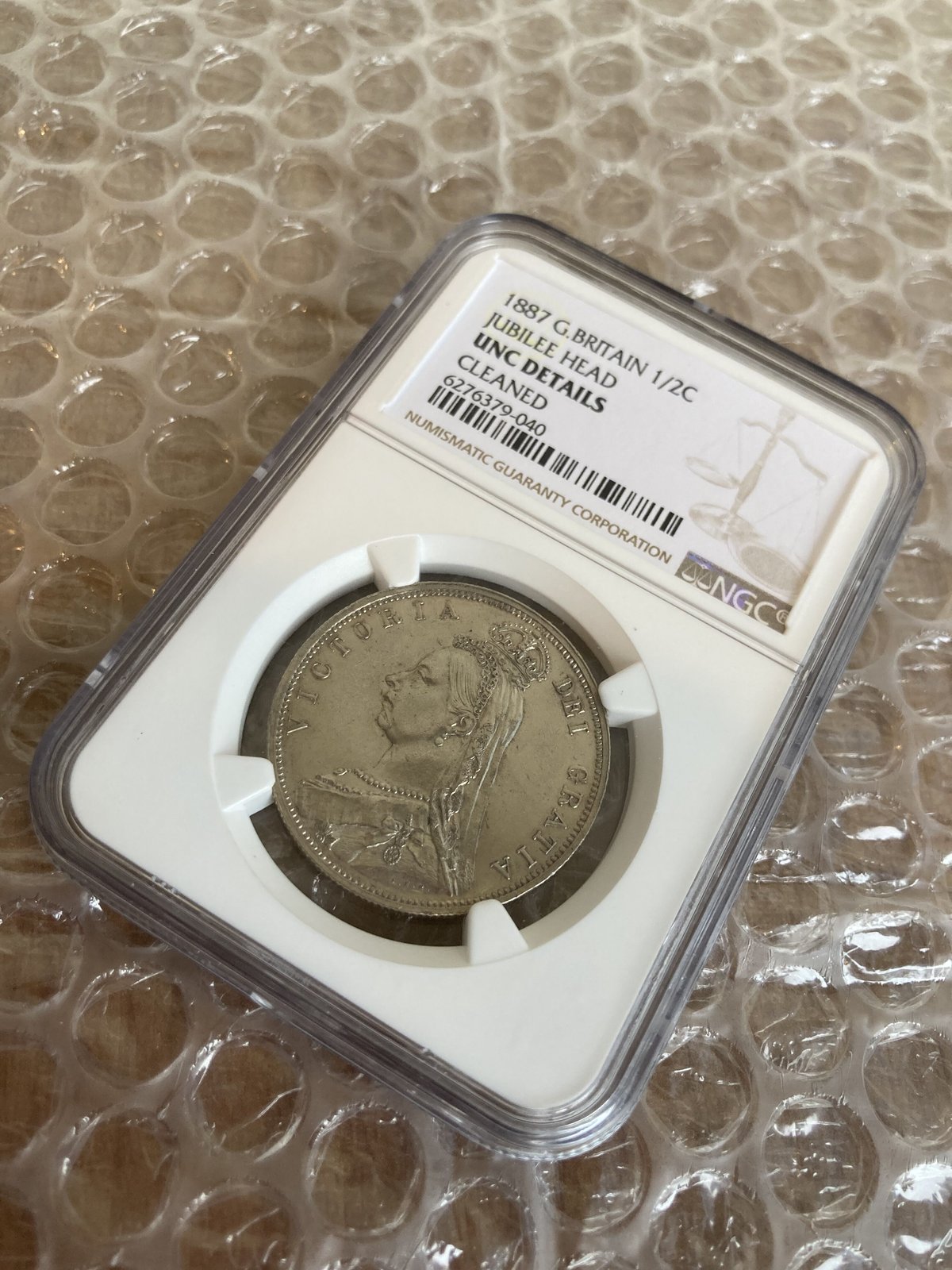 NGC鑑定UNC】1887年 ジュビリーヘッド 1/2 ハーフクラウン銀貨