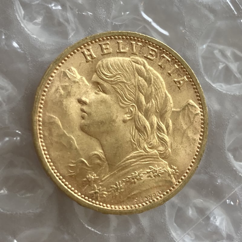 美品・未鑑定品 1935年LB スイス 20フラン金貨 ゴールド アルプスの