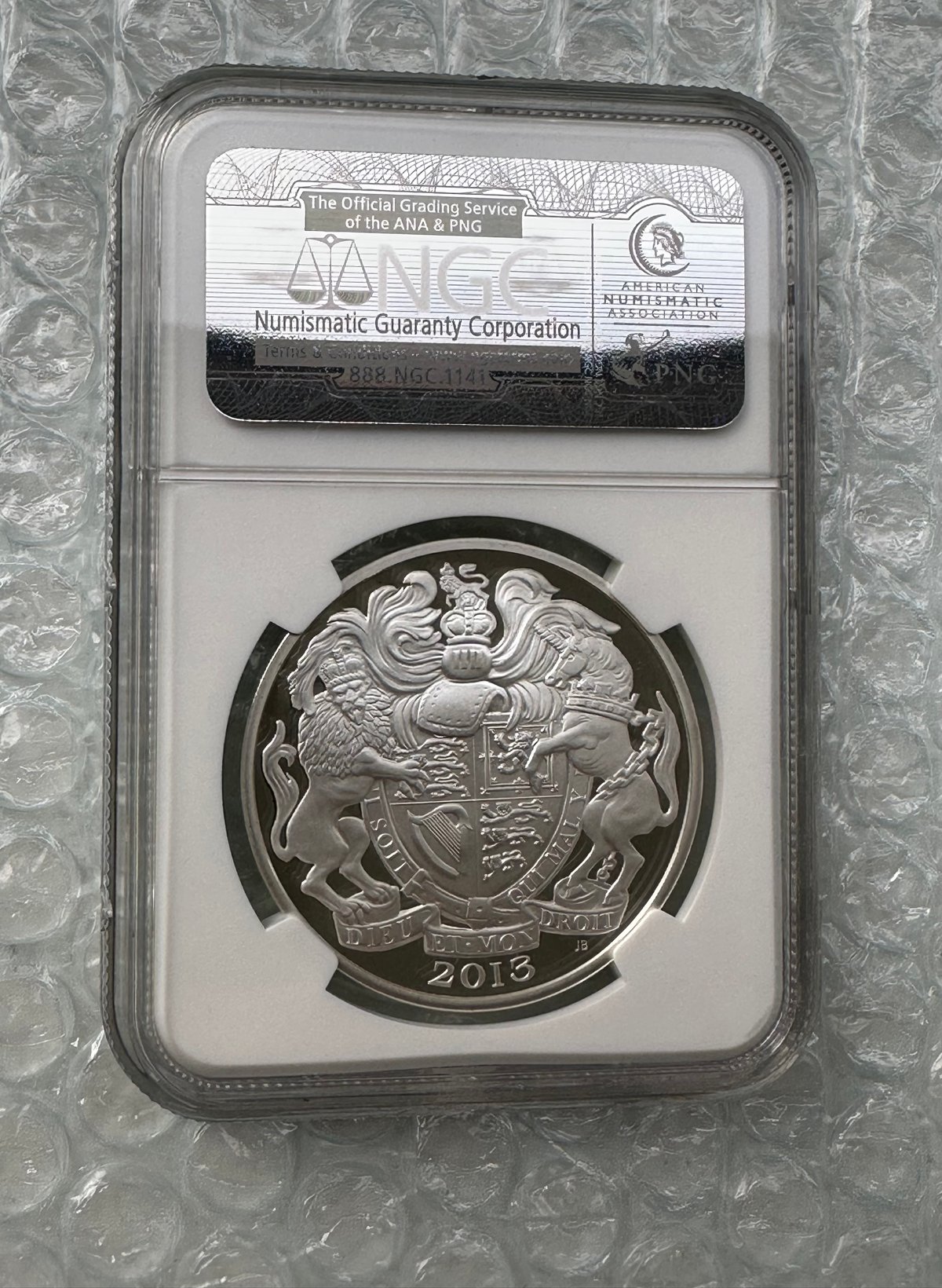 NGC鑑定PF70 2013年 エリザベス女王 戴冠60周年記念 5ポンド銀貨 英国