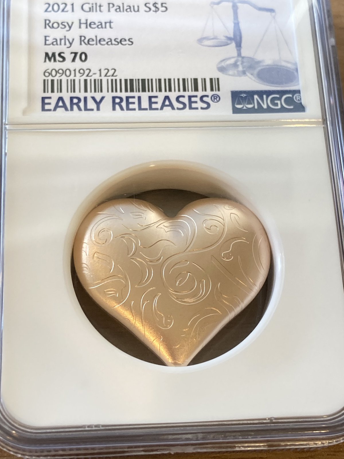 NGC鑑定MS70+ER】2021年 パラオ ローズ・ピンクゴールド ロージー