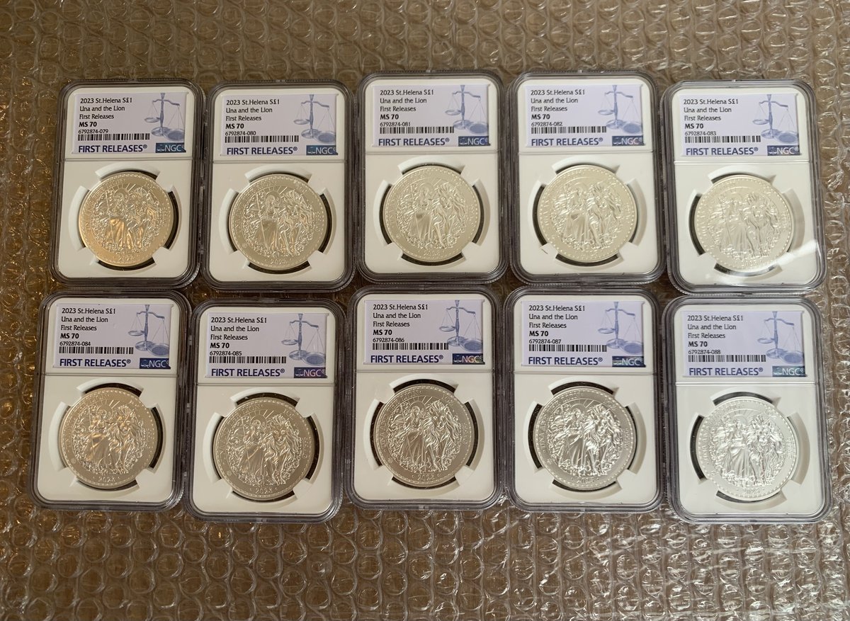 NGC鑑定MS70+FR】ウナとライオン 2023年・BU版 イギリス領 セント