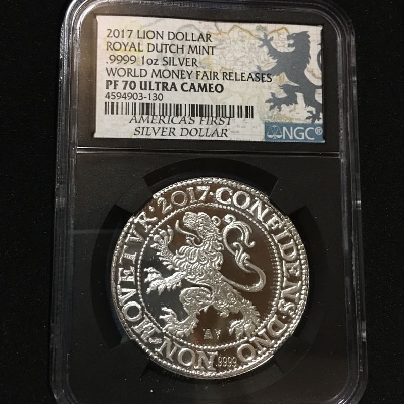 最高品位：NGC PF70 ULTRA CAMEO】 2017 Lion Dollar ライ