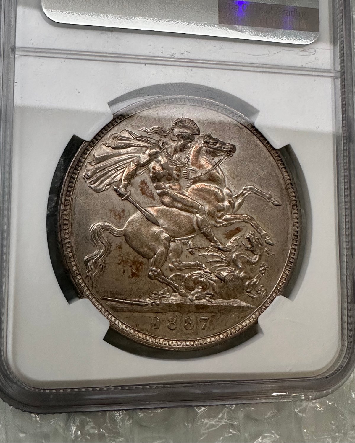 NGC鑑定AU58 ジュビリーヘッド 1887年 クラウン銀貨 ヴィクトリア女王