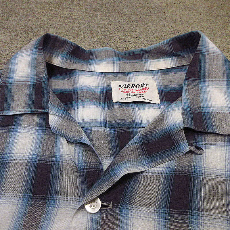 ビンテージ60's○ARROWシャドーチェックコットンループカラー半袖