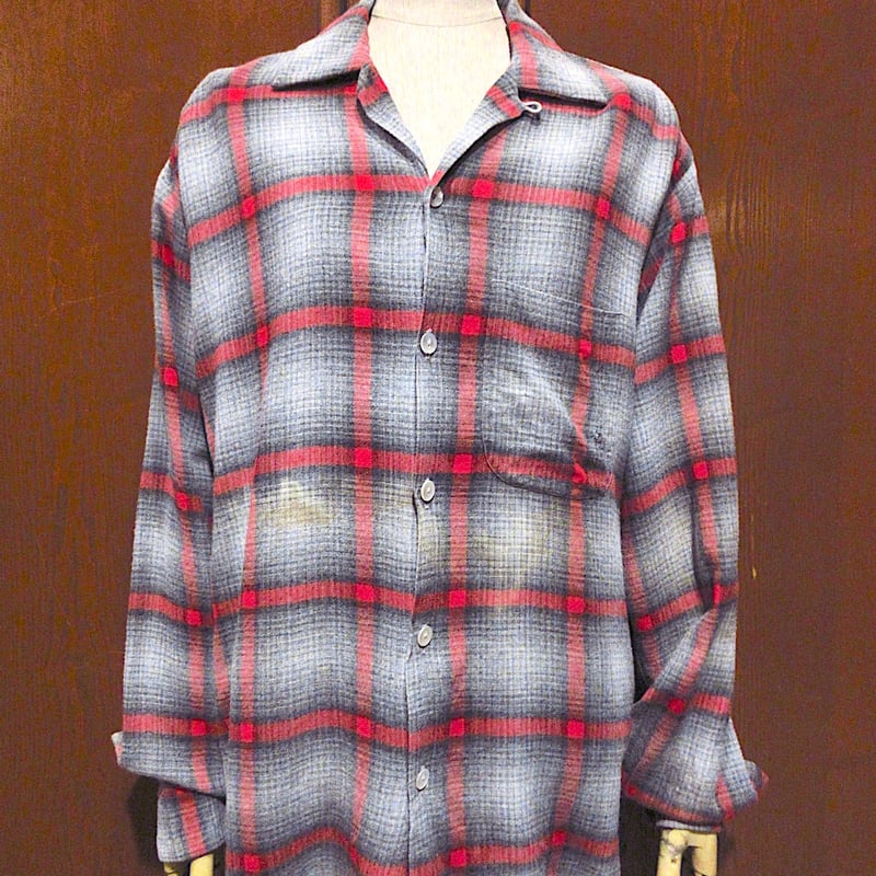 ビンテージ60's○Golden Needle Manhattanオンブレチェックレーヨン長袖