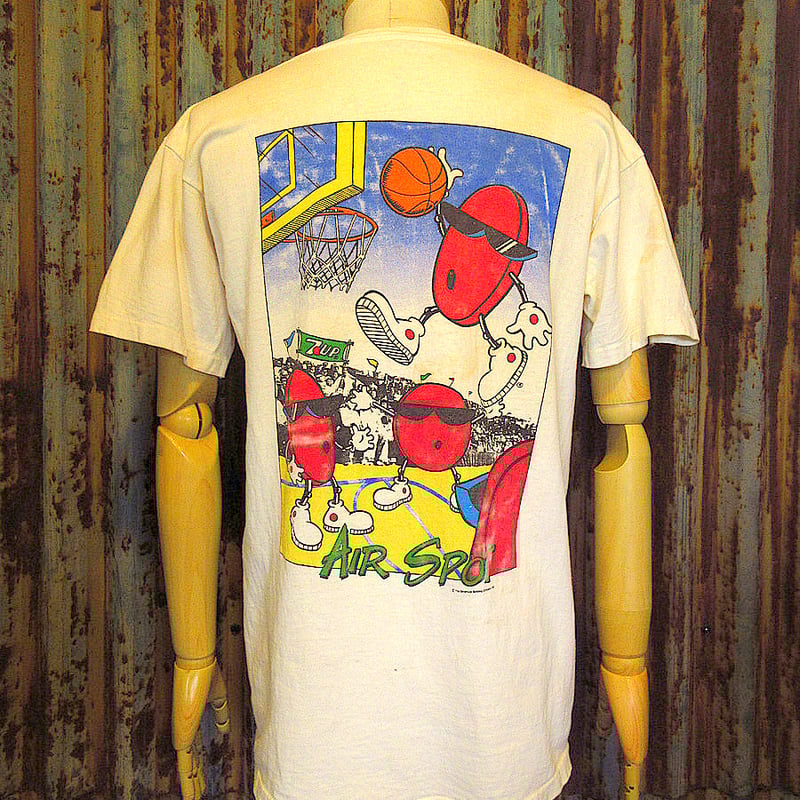 ビンテージ90's○7UP AIR SPORTプリントTシャツ白○240716k2-m-tsh