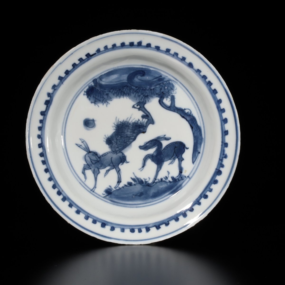 藍柿 鹿紅葉文 五寸皿 藍柿 鹿紅葉文 五寸皿