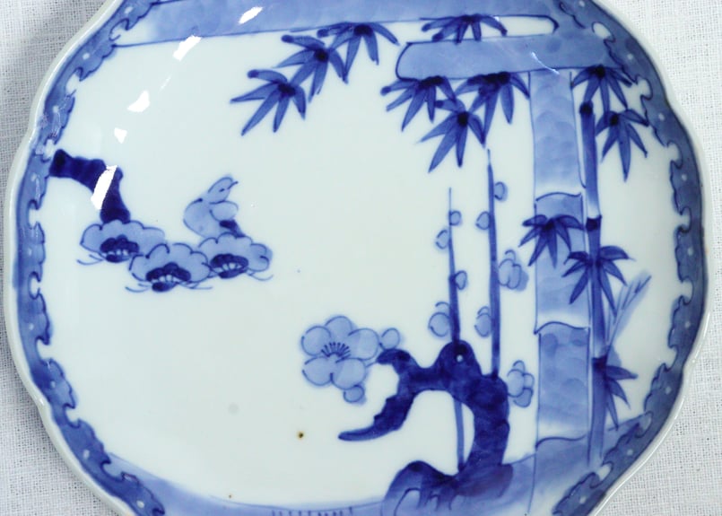 明治前期染付松竹梅図7寸皿 | 吉祥寺PukuPuku