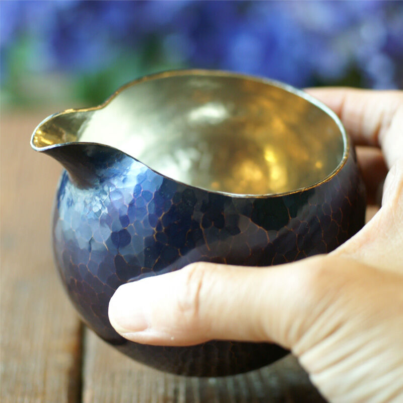 手作り銅器 徳利 片口 青藍色 内錫 一合用 酒器【日本酒】【亮】 冷酒