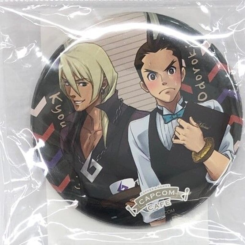 逆転裁判 カプコンカフェ 牙流 王泥喜 缶バッジ 逆転裁判 カプコン