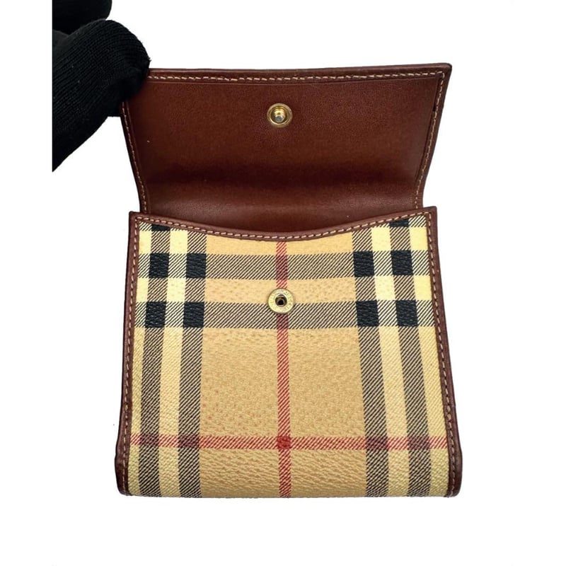 BURBERRY バーバリー ノバチェック 二つ折り財布 Wホック レザー