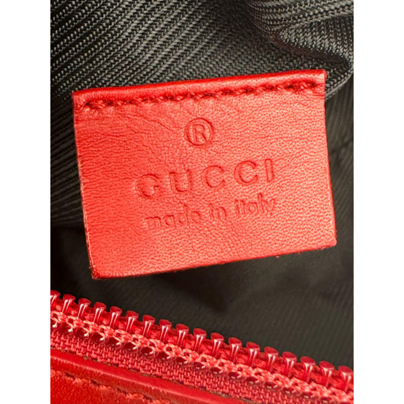 GUCCI グッチ GGキャンバス ブラウン×レッド 化粧ポーチ コスメ入れ