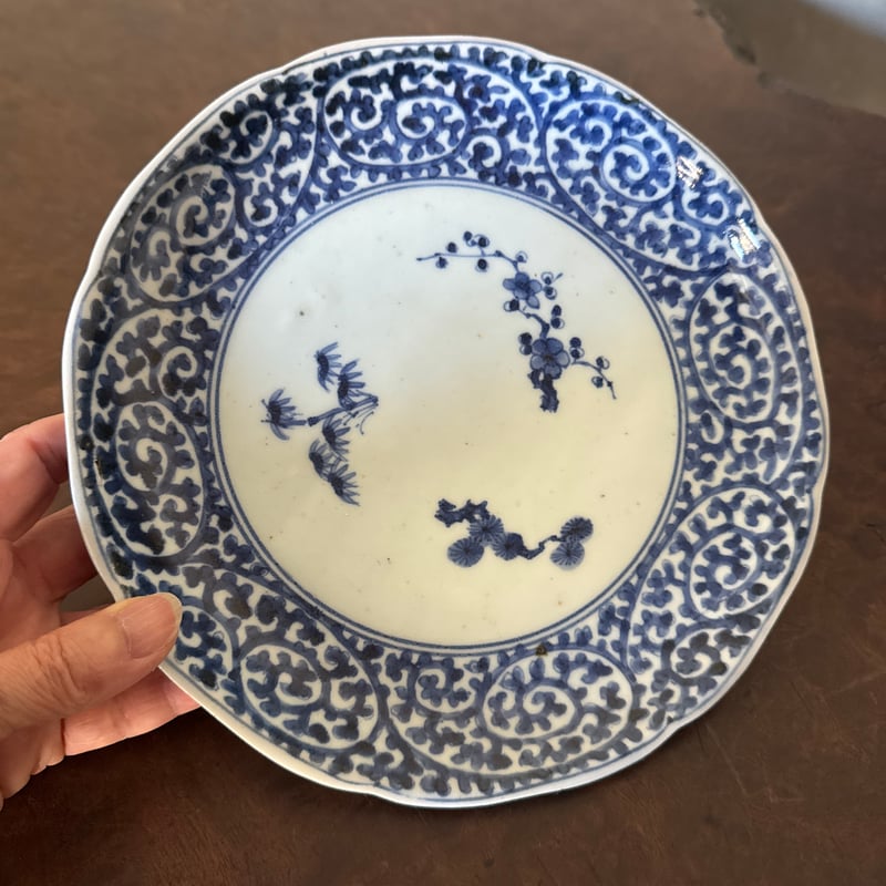 古伊万里 染付蛸唐草文 輪花七寸皿 太蛸！ 1枚 | Kaikaroman ONLINE STORE