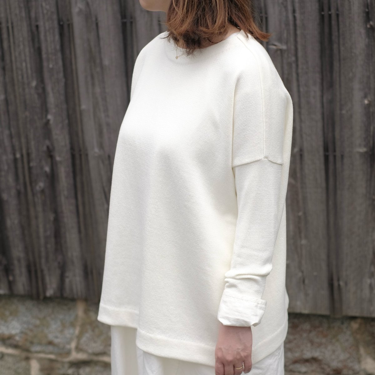 Yoli / Cotton long knit / White | gallery hito