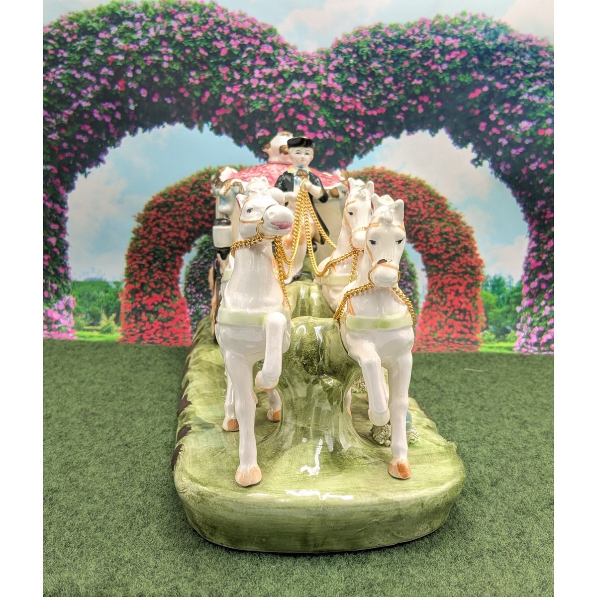 陶器 人形 アンティーク 馬車 4頭立て馬車 インテリア 置物 | よしつね