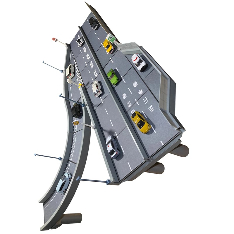 1:64 高速道路 非常駐車帯合流カーブセット | ミニカージオラマの