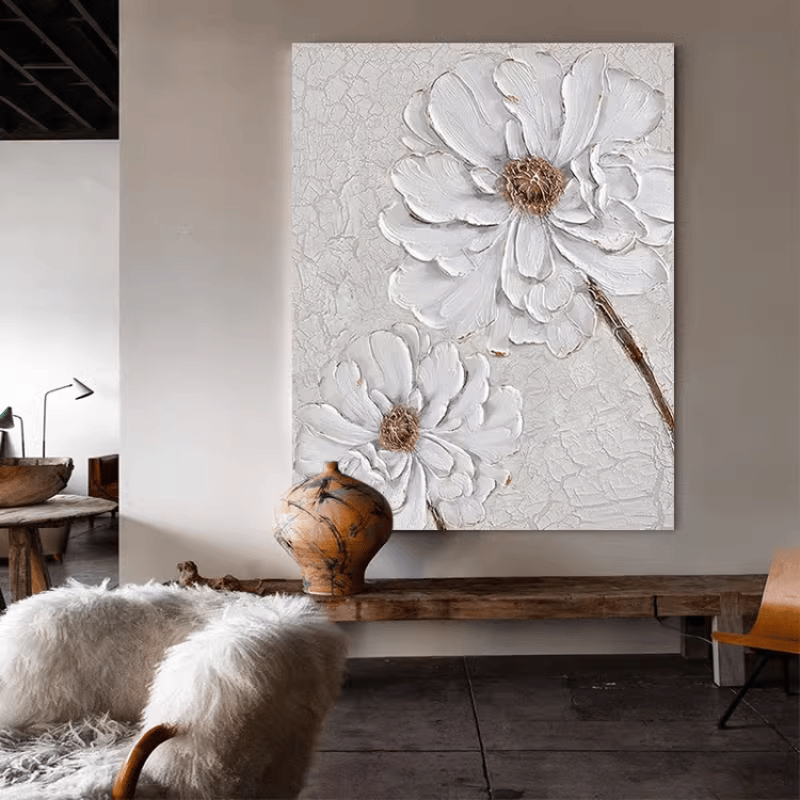 ホワイトダブルフラワーウォールアート | リビング＆ダイニング