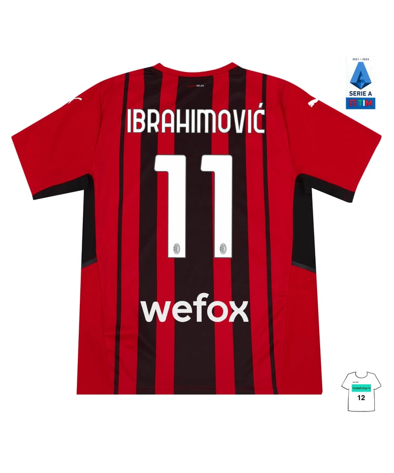 受注販売】PUMA 21/22ACミラン ホームユニフォーム 公式セリエAパッチ+