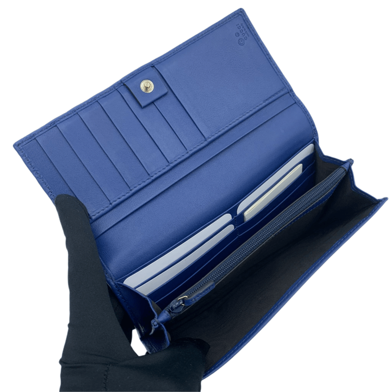 GUCCI マイクログッチシマ 長財布 ブルー 449396 | ラクトクショッピング