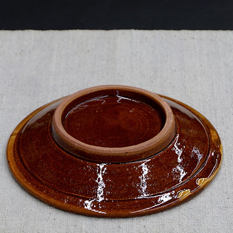 和食器 布志名焼 湯町窯 中皿 15cm 浪紋濃茶 黄釉 | うつわの店