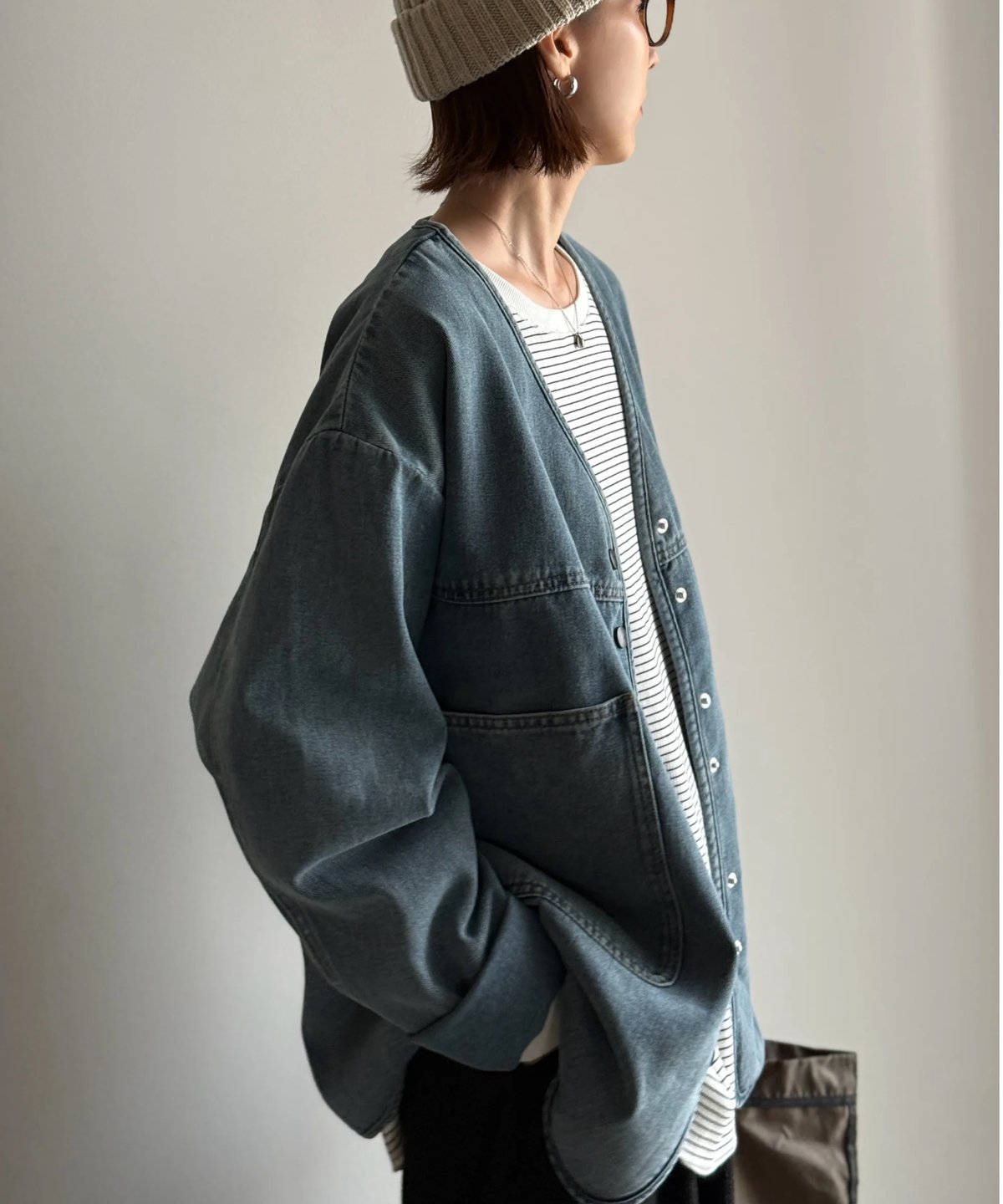 v-collar denim jacket | ARULLE