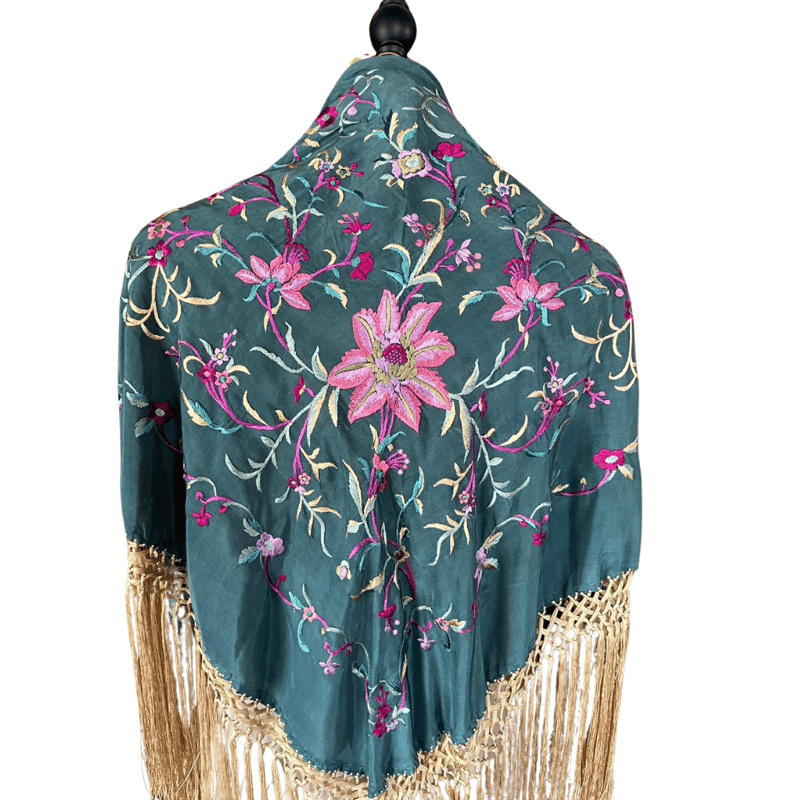 シルク製マントンシージョ（エメラルドグリーン） | Feliz dia