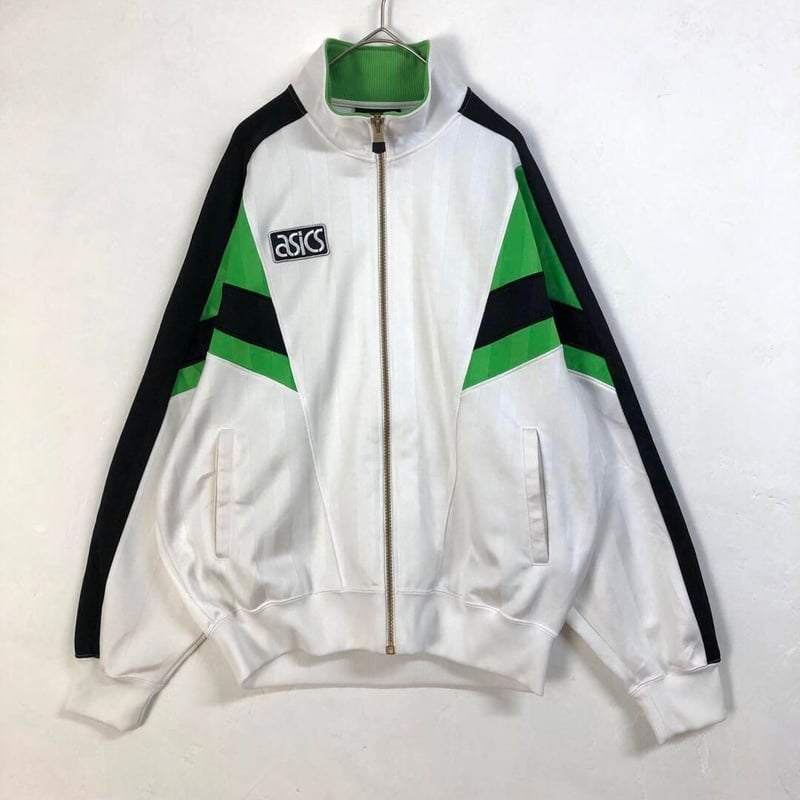 90s アシックス ジャージ トラックジャケット 刺繍 ロゴ 白 | PEACE TOWN