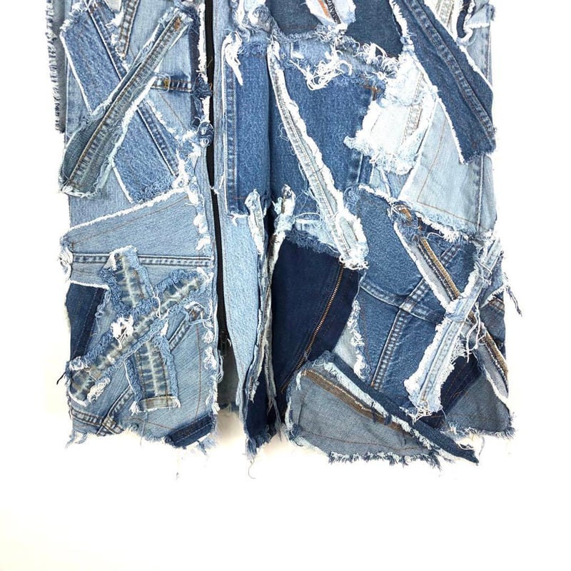 リメイク デニムスカート リーバイス 革タグ 再構築 パッチワーク