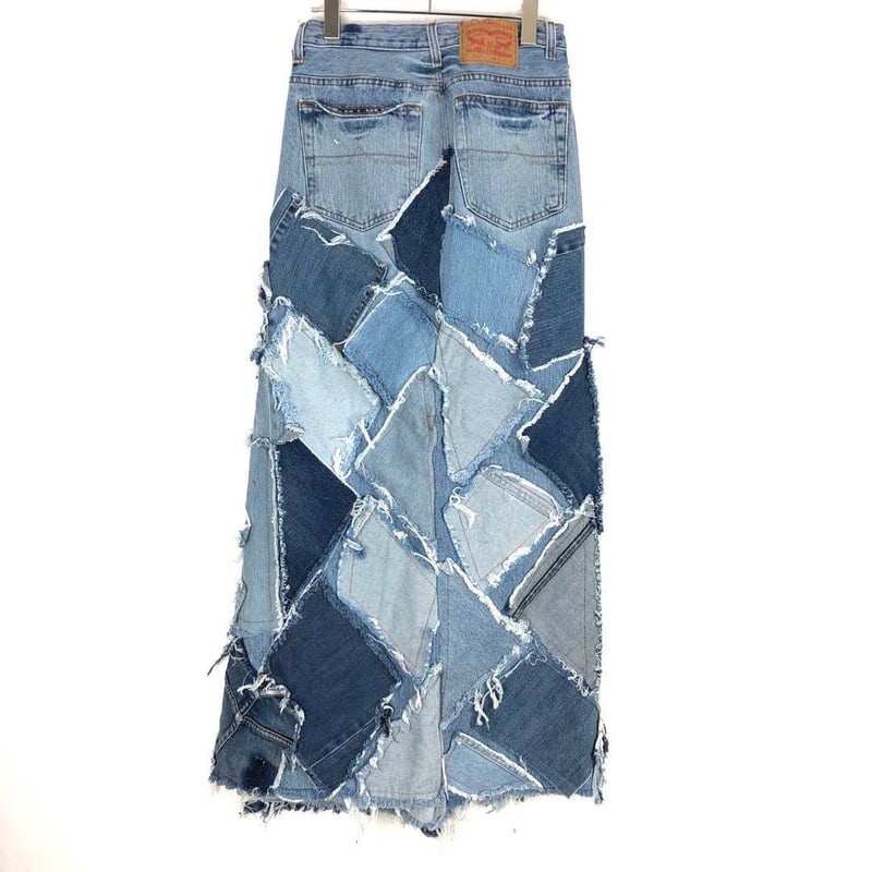 リメイク デニムスカート リーバイス 革タグ 再構築 パッチワーク