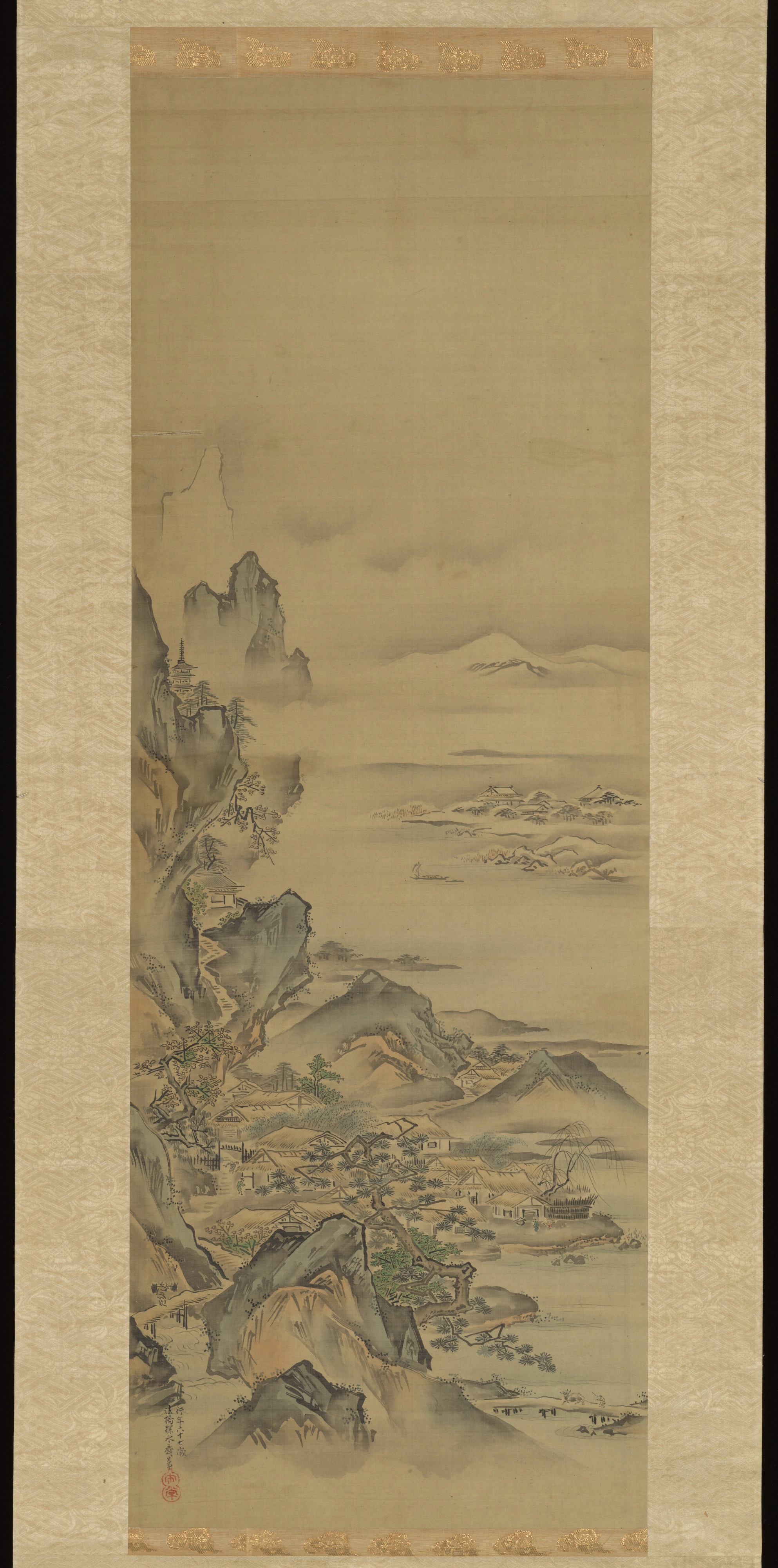 狩野探幽筆 神農・夏冬山水図|Winter Landscape - Kano Tan'yū