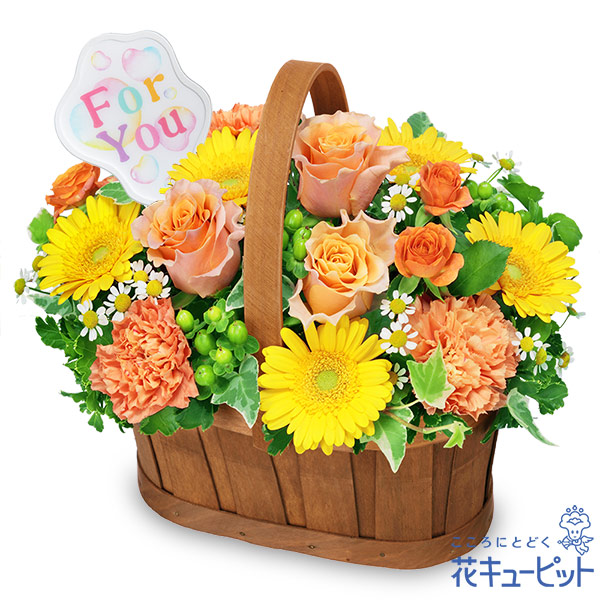 オレンジバラのハーモニーバスケット - アレンジメント(法人