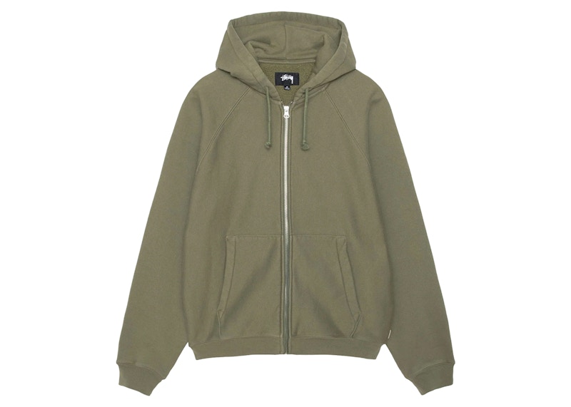 Stussy Raglan Zip Hoodie Olive Hombre - FW24 - US
